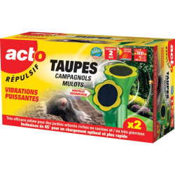 Répulsif taupes et campagnols terrestres à vibrations - pour 800 m²