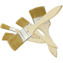 Lot de pinceaux Nespoli - 5 pinceaux plats - Largeur 20, 30 x 2, 40 et 50 mm - Matière : Bois