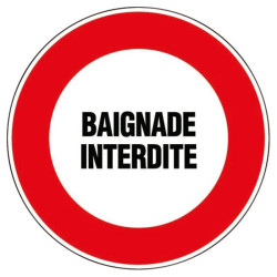 Disque plastique - Signalisation : Baignade interdite - Forme : Rond