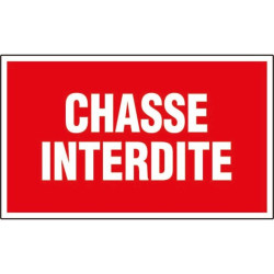 Plaque rectangulaire d'interdiction - Signalisation : Chasse interdite - Forme : Rectangle - 20cm - 33cm
