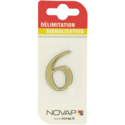 Adhésif plastique en relief coloris or - Signalisation : 6 - Forme : Forme personnalisée - 40mm - 25mm