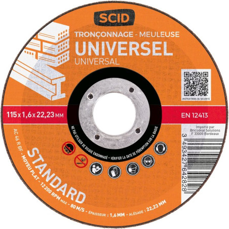 Disque à Tronçonner Inox 115 Mm – Moyeu Plat, Usage Intensif, SCID