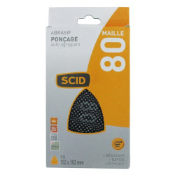 Patin abrasif maille - SCID - 152 x 102 mm - Auto-agrippant - Grain : 80 - Perforé : Oui