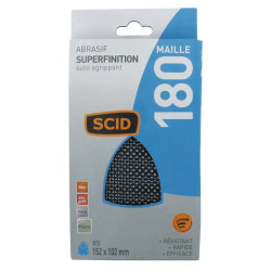 Patin abrasif maille - SCID - 152 x 102 mm - Auto-agrippant - Grain : 180 - Perforé : Oui