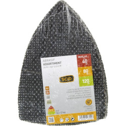 Patin abrasif maille - SCID - 152 x 102 mm - Auto-agrippant - Grain : 40 - 80 - 120 - Perforé : Oui