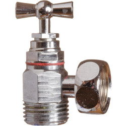 Robinet équerre chromé à potence et presse étoupe - MF 1/2" - Filetage sortie : F 1/2" (15 x 21)