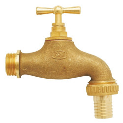 Robinet - Capvert - Laiton - 15mm - Filetage entrée : 1/2" (15 x 21) - Filetage sortie : 3/4" (20 x 27)