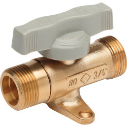 Robinet droit - Gaz naturel - Avec patte - Filetage de raccordement : MM 3/4" (20x27) - Calibre : 15 - 0.5Bar