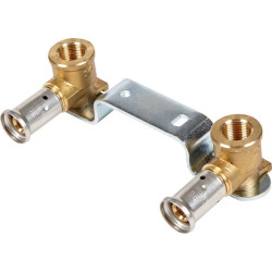 Support mural de deux appliques laiton multicouche à sertir - Henco - Femelle 1/2" - Ø 16 mm