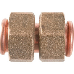Raccord double écrou à souder - Cuivre - Femelle / Femelle - 12 - Filetage femelle : 3/8" (12 x 17) - Vendus par 10