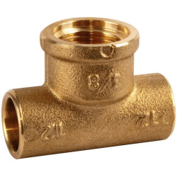 Raccord té droit à souder - Laiton - Femelle - 130CGU - Diamètre femelle : 16 - 16 mm