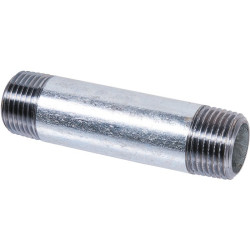 Mamelon fileté - Fonte galvanisée - Mâle / Mâle - 100mm - Filetage mâle : 1" (26 x 34) - 1" (26 x 34)