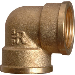 Raccord coudé 90° à visser - Laiton - Femelle / Femelle - Filetage femelle : 1/2" (15 x 21) - Vendus par 10