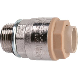 Raccord droit - Laiton chromé - Mâle - Filetage mâle : 1/2" (15 x 21) - Diamètre femelle : 12 mm - 1Pc