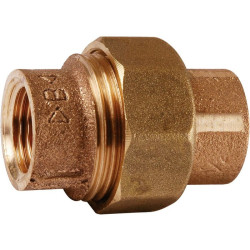Raccord union droit à visser - 3 pièces - Laiton - Femelle - Filetage femelle : 1" (26 x 34) - 1" (26 x 34)