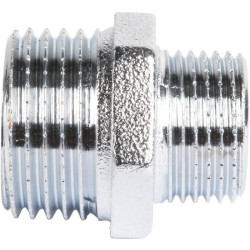 Mamelon réduit à visser - Laiton chromé - Mâle / Mâle - Filetage mâle : 1/2" (15 x 21) - 3/4" (20 x 27) - Vendus par 25