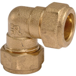 Raccord coudé 90° à bicone - Laiton - Diamètre femelle : 16 - 16 mm - Vendus par 10