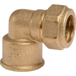 Raccord coudé 90° à bicône - Laiton - Femelle / Bicône - Diamètre femelle : 16 mm - Vendus par 10