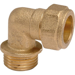 Raccord coudé 90° à bicône - Laiton - Mâle / Bicône - Filetage mâle : 1/2" (15 x 21) - Vendus par 10