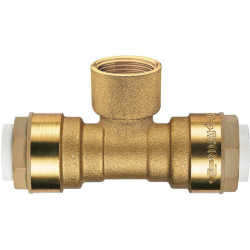 Raccord té - Laiton - Femelle - Diamètre femelle : 14 - 14 mm - Filetage femelle : 1/2" (15 x 21)
