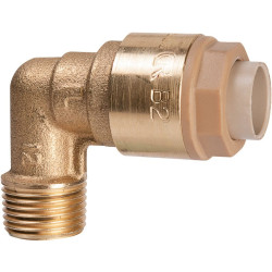 Raccord coudé - Laiton - Mâle - Filetage mâle : 1/2" (15 x 21) - Diamètre femelle : 16 mm - 1Pc