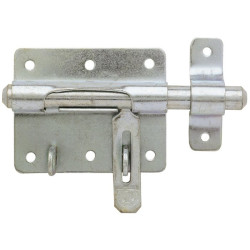 Verrou de box à gland à porte-cadenas acier zingué - Pêne 14 mm - Type de pose : En applique