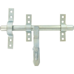 Verrou Vervelle renforcé zingué Bourg - Avec pattes et porte-cadenas - Diamètre 16 mm