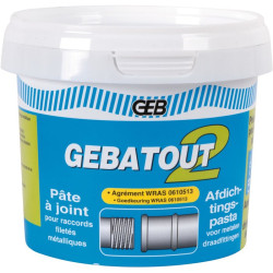Pâte d'étanchéité Gebatout - Pour raccords filetés métalliques - 500g - Teinte : Gris - 135°C - 1Pc