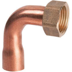 Raccord coudé avec écrou prisonnier à souder - Cuivre - Femelle - 2GC - Diamètre femelle : 16 mm - Vendus par 10