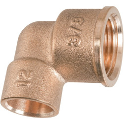 Raccord coudé 90° à souder - Laiton - Femelle - 90GCU - Diamètre femelle : 14 mm - Vendus par 10