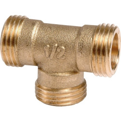 Raccord té fileté à visser - Laiton - Mâle - Filetage mâle : 1/2" (15 x 21) - 1/2" (15 x 21) - Vendus par 10