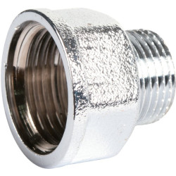 Raccord réduit côté mâle à visser - Laiton chromé - Mâle / Femelle - Filetage mâle : 1/2" (15 x 21)