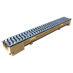 Caniveau béton polyester 1000x125x100mm + grille fonte B125