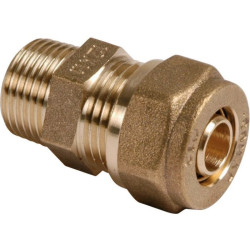 Raccord droit PER à compression - Mâle - Filetage mâle : 3/8" (12 x 17) - Diamètre femelle : 12 mm - 1Pc