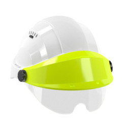 CASQUE "ORIZON" BLANC VISIERE FLUO JAUNE AVEC LUNETTE