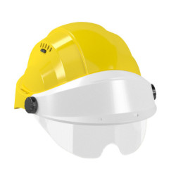 CASQUE "ORIZON" JAUNE VISIERE BLANCHE AVEC LUNETTE