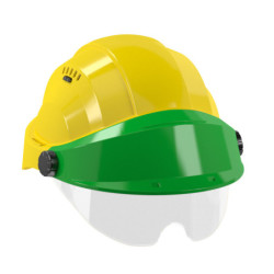 CASQUE "ORIZON" JAUNE VISIERE VERTE AVEC LUNETTE