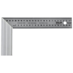 EQUERRE DROITE ET D'ONGLET LAME INOX TALON ALU 250MM