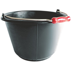 SEAU PLASTIQUE NOIR 16 LITRES POIGNEE PRO Anse 5,3mm