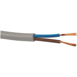 Câble souple domestique H05 VV-F gris - 2x0,75 mm² - Couronne de 50 m - Lynelec - Type de câble : H05VV-F
