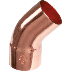 Raccord coudé 45° à souder - Cuivre - Mâle / Femelle - Diamètre femelle : 32 mm - Diamètre mâle : 32 mm