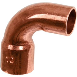 Raccord coudé 90° à souder - Cuivre - Mâle / Femelle - Grand rayon - 1A - Diamètre femelle : 22 mm