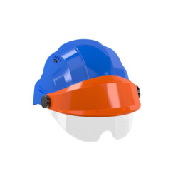 CASQUE "ORIZON" BLEU VISIERE ORANGE AVEC LUNETTE