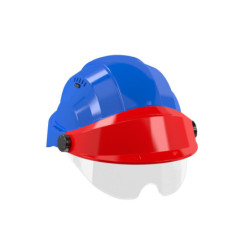 CASQUE "ORIZON" BLEU VISIERE ROUGE AVEC LUNETTE