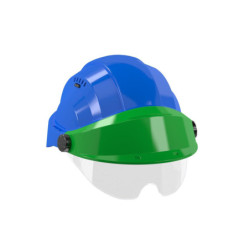 CASQUE "ORIZON" BLEU VISIERE VERTE AVEC LUNETTE