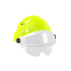 CASQUE "ORIZON" FLUO JAUNE VISIERE BLANCHE AVEC LUNETTE