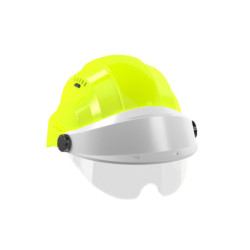 CASQUE "ORIZON" FLUO JAUNE VISIERE GRISE AVEC LUNETTE