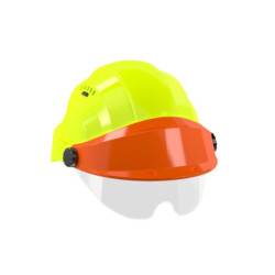 CASQUE "ORIZON" FLUO JAUNE VISIERE ORANGE AVEC LUNETTE