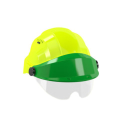 CASQUE "ORIZON" FLUO JAUNE VISIERE VERTE AVEC LUNETTE