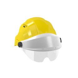 CASQUE "ORIZON" JAUNE VISIERE GRISE AVEC LUNETTE